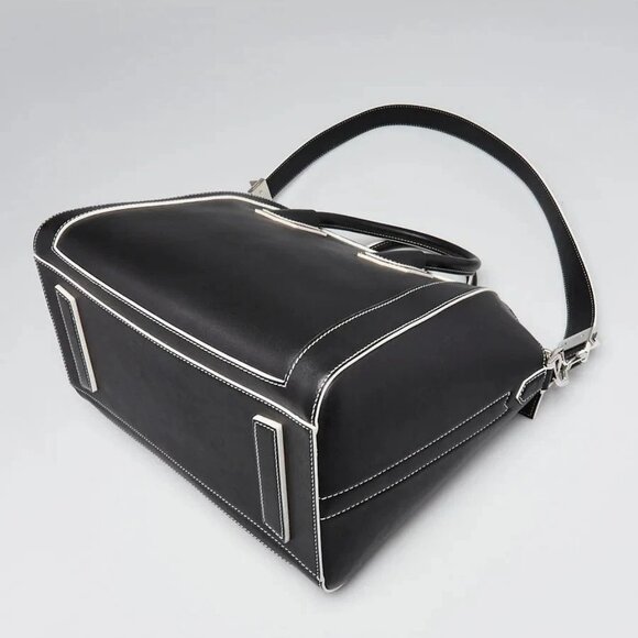 Givenchy Black Calfskin Leather Contrast Stitch Medium Antigona Bag - Picture 3 of 12